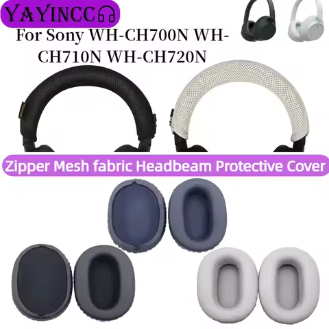 YAYINCC Replacement Leather Earpads zipper Knitted fabric head beam protective cover for Sony WH-CH7