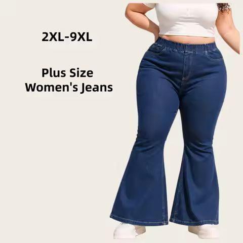 Summer Women Wide Legs Jeans 9XL 8XL High Waist Flare Jeans Plus Size 7XL Oversized Denim Trousers 6