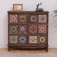 Locker Multi-Layer Drawer American Drawer Locker Solid Wood Living Room Retro Balcony Bedroom Storag