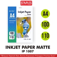 V-Tec Injek Paper Matte A4-110GSM IP-1007 100 Sheets Inkjet Paper Matte Photo Paper Vtec A4 110 gsm 
