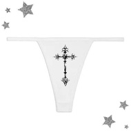 Mokie Cross Print Punk Style Gothic Lace Dress Top Fashionable Short Length Slim Fit Summer 2024 Wom