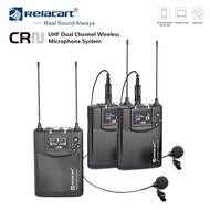 Relacart CR1 CR2 UHF Wireless Microphone System Dual Channel Video interview Recording Microfone Mic for DSLR Cameras Smartphone