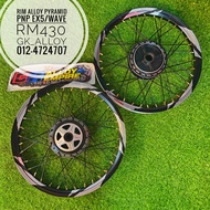 SET RIM ALLOY THUNDER HITAM + LIDI HITAM + HUB CNC PNP EX5 DREAM DEPAN DAN BELAKANG 🇹🇭