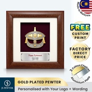 (JS Pewter) Wau Bulan | Gold Plated Pewter | 7" x 7" Solid Frame | Cenderahati Premium Corporate Gif