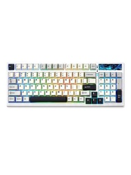 Yunzii Yz98墊圈機械鍵盤 99鍵 可換熱插拔 Bt5.0/2.4g/usb-c 三種無線連接方式 遊戲鍵盤 Nkro 98%1800鍵盤布局 帶rgb Led背光 亦適用於linux/win（孟乳軸,白色）