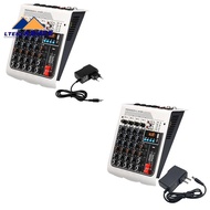 4-Channel Audio Mixer USB Sound Mixing Console Bluetooth DJ Console 48V Phantom Power for Live Podcasting