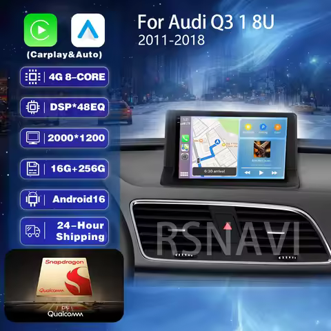 Android 16 Carplay Auto Car Radio Multimedia Player For Audi Q3 1 8U 2011 - 2016 2017 2018 DSP 2din 