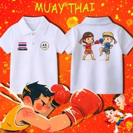 Kids' Polo Children's Shirt (IFMA) Muay THAI-MEOW Pure Cotton Printed Pattern Short Sleeves 01