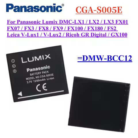 CGA-S005E DMW-BCC12 Battery for Panasonic Lumix DMC-LX1 LX2 LX3 FX01 FX07 FX3 FX8 FX9 FX100 FX180 FS