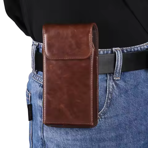 Cow Leather Belt Clip Phone Case Men Waist Bag Holder For Samsung Galaxy S25 S24 S23 Ultra S22 S21 S