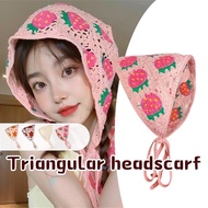 Flower Headband Triangle Headband Knitted Headband Women Sweet Crochet Flower Turban Vacation Beach 