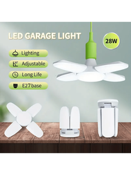 Luz LED de techo deformable E27 de 1 pieza / 2 piezas con mini aspa de ventilador - Bombilla brillante para taller y hogar.