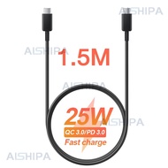 AISHIPA [รับประกัน1ปี] ชุดชาร์จเร็ว Samsung Note20 10 ของแท้ หัว + สาย Super Fast Charger PD ชาร์จเร็วสุด 25W PD3.0 Adapter + USB C to USB C Cable รองรับ รุ่น Note10 20 Note S21 S21+ A90 A80 S10 S9 S8 Pad Pro OPPO VIVO XIAOMI Huawei