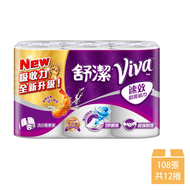 【舒潔】VIVA速效廚房紙巾大小隨意撕 108張x6捲x2串