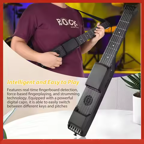 7 Frets Smart Electric Guitar Silent Practice Digital Tuner Metronome Function Pocket Portable Folk 