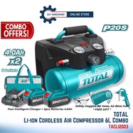 Total Li-ion Cordless Air Compressor 6L Combo Set TACLI2003