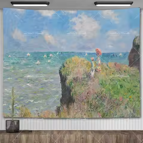 Claude Monet Artwork Wall Art Decor Tapestry Garden Floral Landscape Oil Paintings Aesthetic Room De