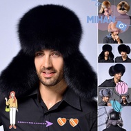 MIHAN Men's Russian Hat Outdoor  Faux Fur with Fur Ear Flaps