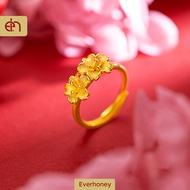 Elegant Women Jewelry Ring Double Flowers 916 Gold Ring Promise Love Ring for Her Gift