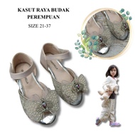 Diamond Crown Ribbon Ballroom Children Shoe Raya Shoe Kasut tarian raya Budak Perempuan