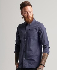 Superdry Cotton Micro Check Shirt - Eclipse Navy/Grey