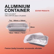 ALUMINIUM TRAY / FOIL TRAY / FOOD TRAY / BUFFET / ALUMINIUM FOOD CONTAINER WITH LID / 4438-P / 5 PCS