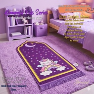 UNGU Children's prayer mat qubah unicorn purple series free custom name 43x94 cm sejadah sejadah cus