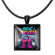 New Product 67 Character Jewelry Stealing Brain Rot Black Square Pendant Time Gem Necklace