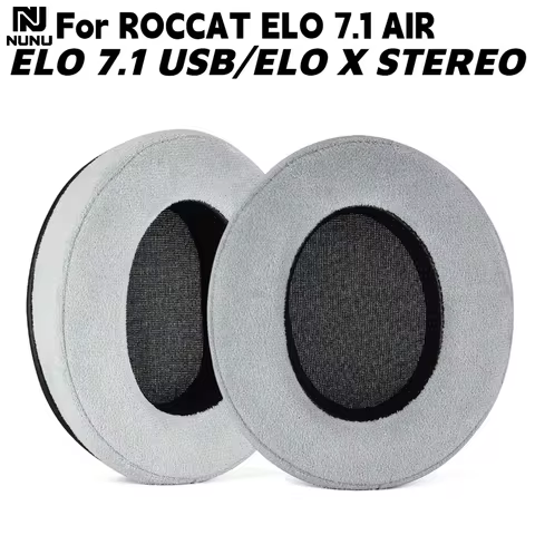 Replacement Grey frosted cloth+memory sponge Ear Cushion For ROCCAT ELO 7.1 AIR / ELO 7.1 USB / ELO 