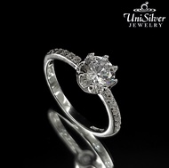 Unisilver 925 Sterling Silver Solitaire Engagement Ring (RS560-1001)