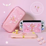 Card Captor Sakura Nintendo Switch Accessories Bundle for Switch / Switch Oled with Protective Shell, Carrying Case, Thumb Grips, Charging Dock Cover - Pink