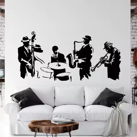 Jazz Music Band Wall Decal - Music Vinyl sticker, Musical Instrument, Music Band, Home, Office Decor