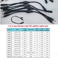 13 types 12v DC Male female Power supply Splitter Adapter to 2 way dual male Female Cable Plug 5.5*2
