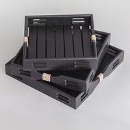 Black Ribbon Teak Wood Tray | Black Ribbon Tray | Minimalist Tray