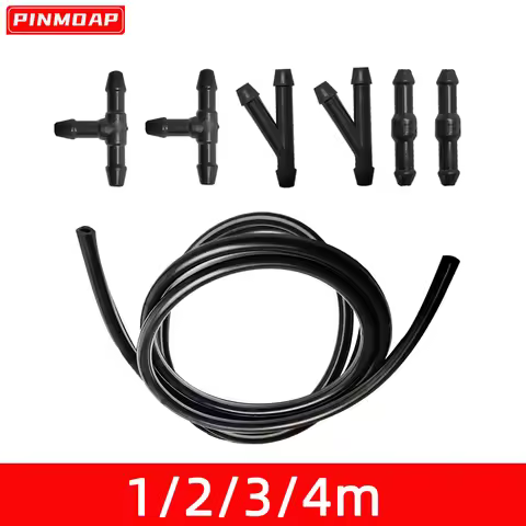 Universal 1/2/3/4m Windshield Washer Nozzle Hose Tube Pipe W/ Connector T Y Straight for Front Windo