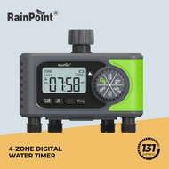 RainPoint Garden Hose Timer [4-Zone Digital, 0.5-8bar, 22L/min Flow, Auto Irrigation, Rain Delay]