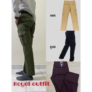 Mens Long Loose Fit Regular Fit Seluar Kerja Lelaki Dan Perempuan  Kargo Six Pocket(28/40)