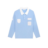 [MOO 10/25] Velcro Inspired Patchwork Rugby Shirt เสื้อรักบี้ แขนยาว ผ้าเจอร์ซี่ แต่งปกโปโล ดีเทลแต่