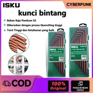 ISKU Kunci L Bintang Set Panjang 9 Pcs/Kunci L Set T10-T50 Kunci L Long Torx Key Hex Key Set