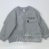 Gray Patch Pocket Sticker Rubber Stamp Sweatshirt 0-160cm Perfume Nana 21053