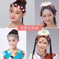 藏族头饰女辫子藏式少数民族舞蹈演出舞台服配饰手工编制藏族头花Tibetan headwear, female braids, Tibetan style ethnic minority dancebf