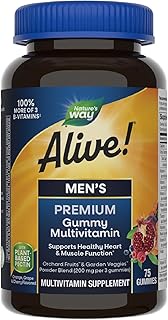Nature's Way Alive! Men’s Premium Gummy Multivitamin, Full B Vitamin Complex, 75 Gummies