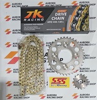 Gear Set Sss Supra X 125 / Fit New / Blade &amp; Rantai Tk 428 O Ring Gold