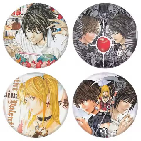 Anime Death Note Button Pin Tinplate L Yagami Light Ryuk Round Brooch Cosplay Cartoon Badge Backpack