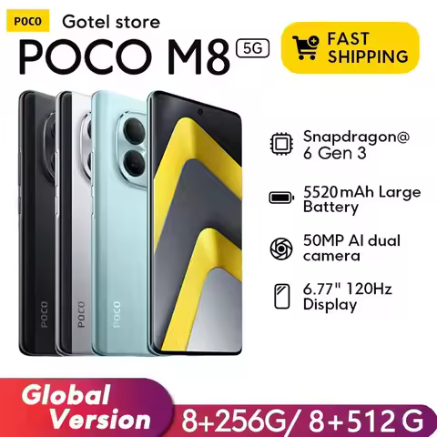 POCO M8 5G Global Version Smartphone 50MP Camera 45W NFC Snapdragon® 6 Gen 3 6.77" 120Hz Display