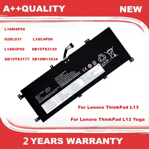 L18M4P90 Laptop Battery For Lenovo ThinkPad L13 / L13 Yoga 02DL031 L18C4P90 L18D4P90 SB10T83120 SB10