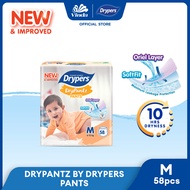 Drypers Drypantz Baby Diapers M58/L48s/XL42s/XXL36s/XXXL20s/XXXXL18s (1 Pack) - Soft Breathable Baby