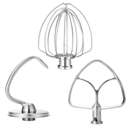 3 ชิ้นใน 1 แพ็คประกอบด้วย 6 Wire Whisk Flat Beater ตะขอแป้งสําหรับ 4.5 Quart และ 5 Quart KitchenAid 