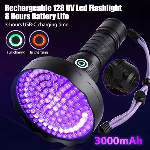 TP UV torch rechargeable High Power 20W 100 128 LED Tpye-C Water Proof Pet Urine Detector Scorpions