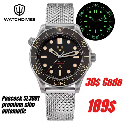 Watchdives WD007 V4 42mm Watch SL3001 Automatic Movement Titanium NTTD Wristwatch Domed Sapphire Cry